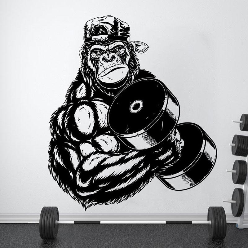 Home Gym Interior Design - Gorilla Bodybuilder Palestra Fitness Decalcomanie da